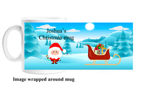 Personalised Santa And Sleigh Christmas Mug