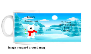 Personalised Christmas Polar Bear Forest Mug